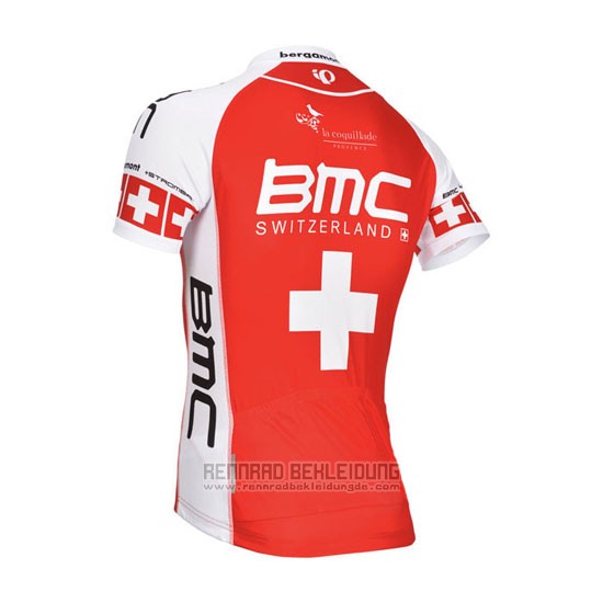 2014 Fahrradbekleidung BMC Champion Schweiz Orange und Wei Trikot Kurzarm und Tragerhose